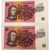 AUSTRALIA 1985 . FIVE 5 DOLLAR BANKNOTES . JOHNSTON/FRASER . CONSECUTIVE TEN